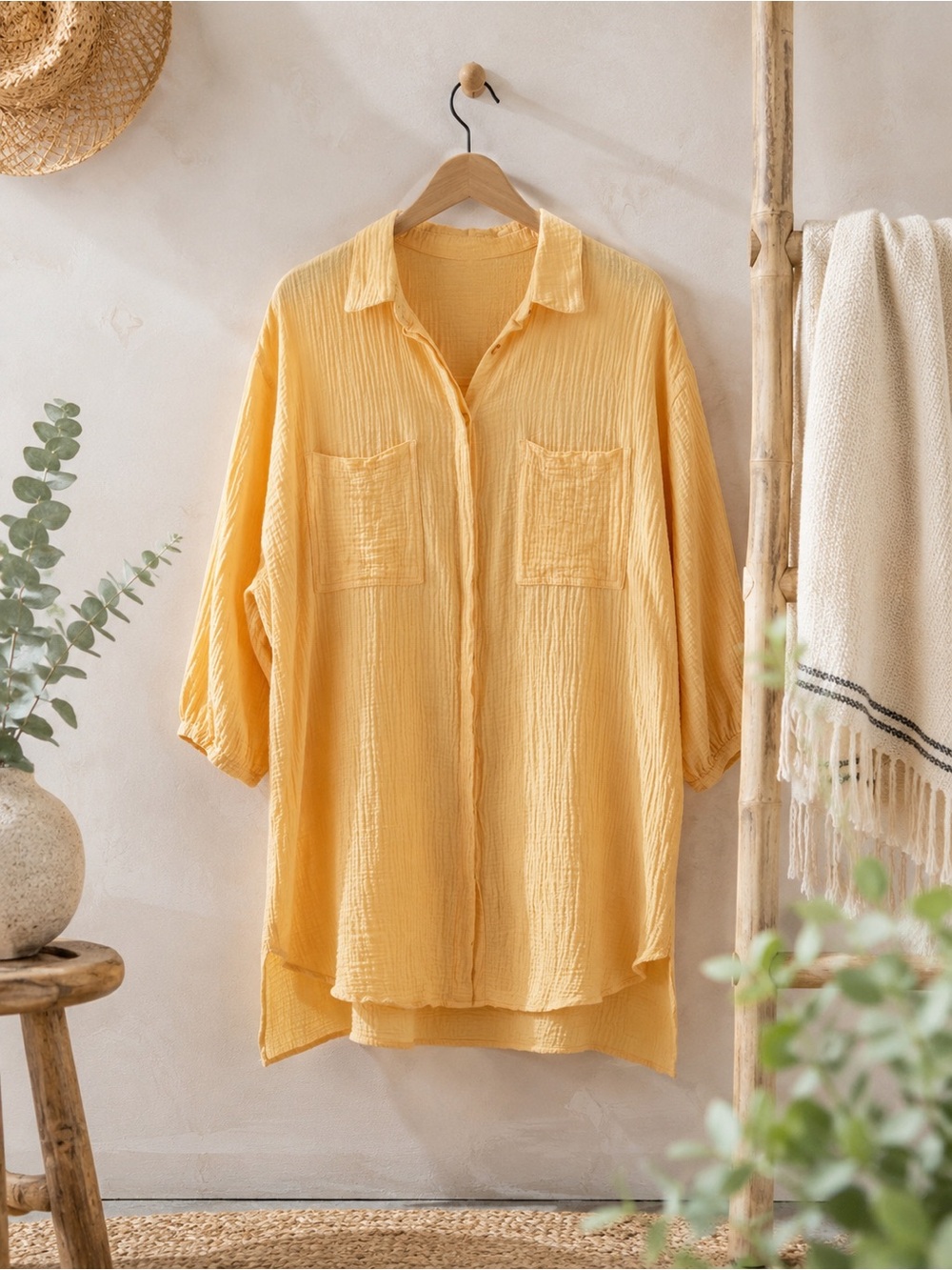 Young Fabulous & Broke (YFB) Marigold Cotton Shirt Dress / Beach Cover-Up ☀️ M